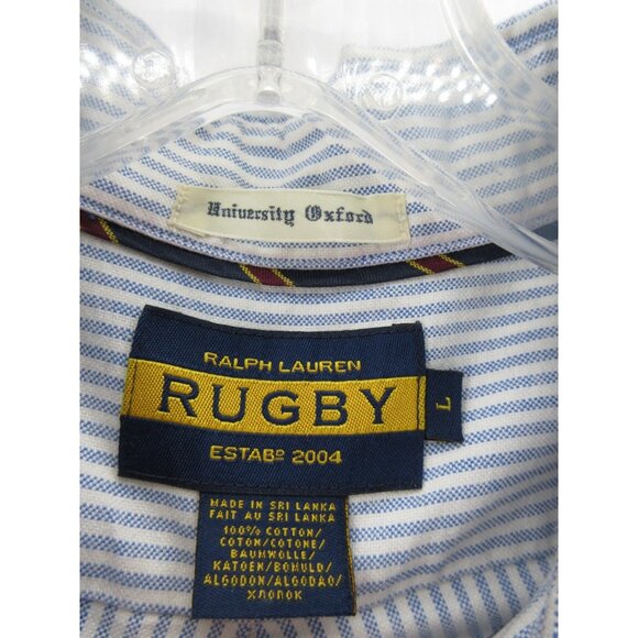 Ralph Lauren Rugby Shirt Large University Oxford Striped Button Down - Picture 10 of 11